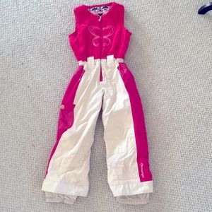 Obermeyer girls Hot pink and white ski suit size 6-8